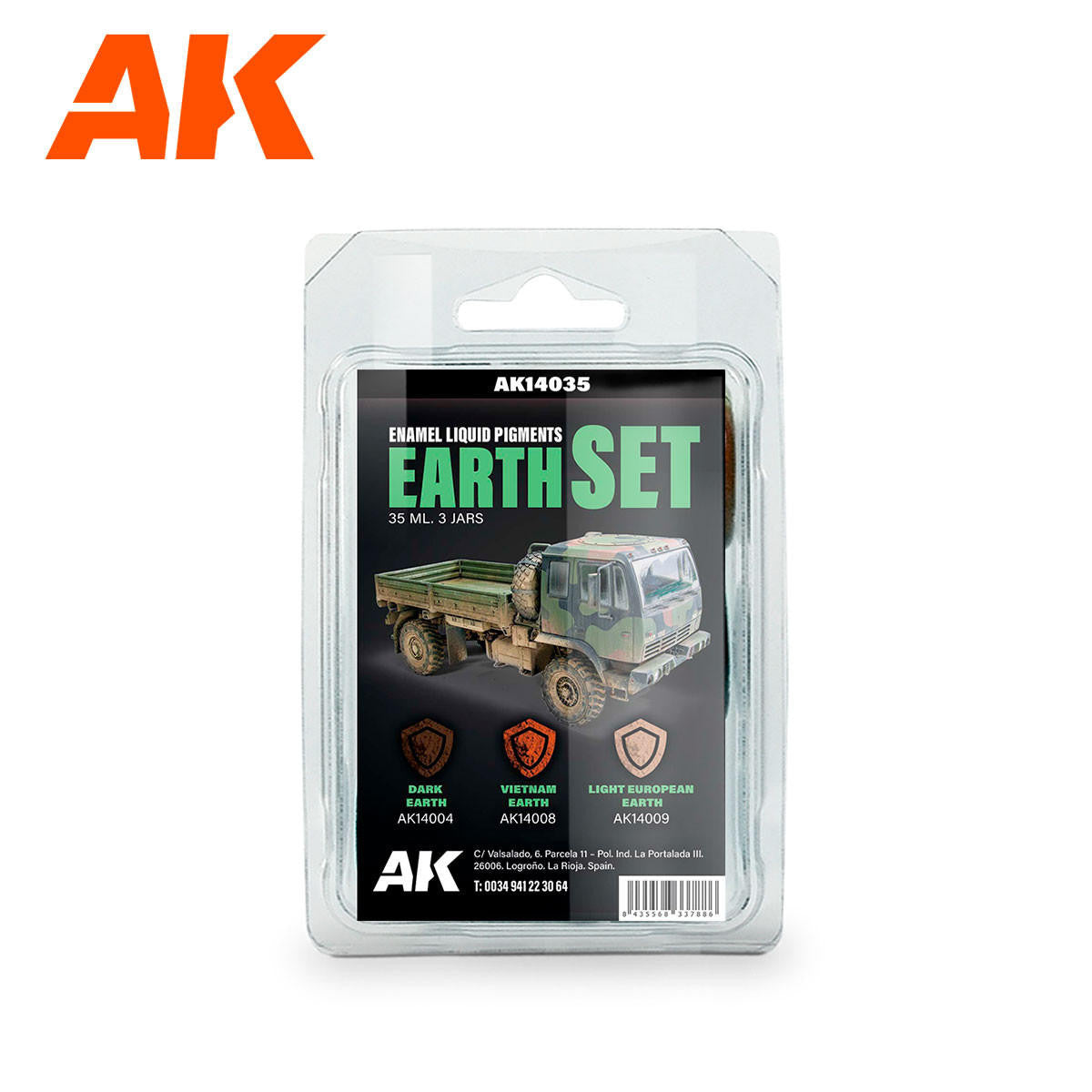 AK Interactive Enamel Liquid Pigment Earth Set AK14035
